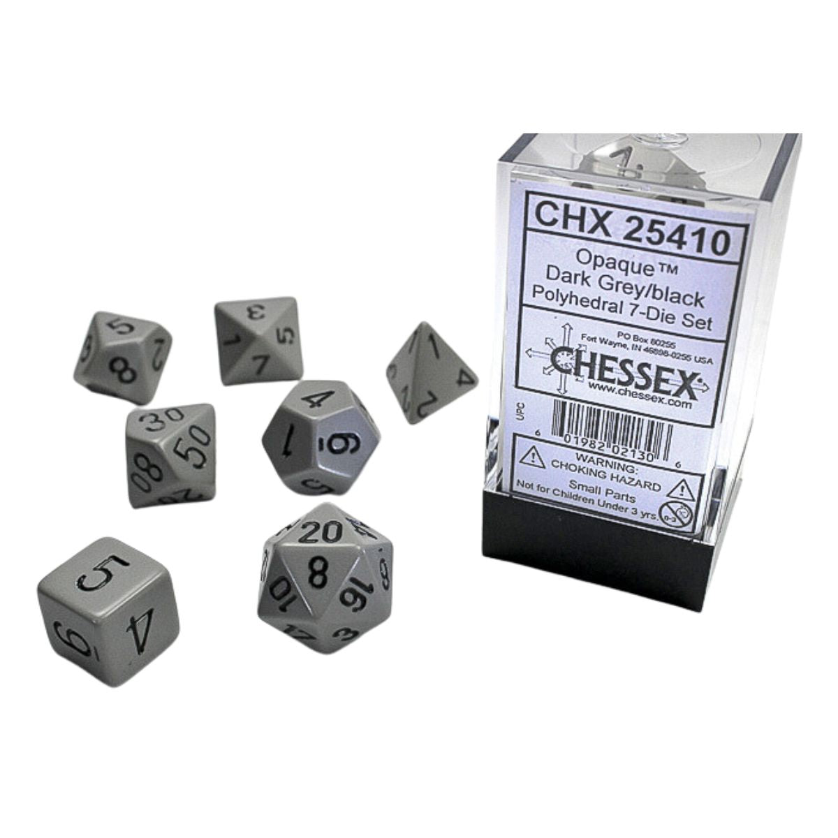 Chessex CHX 25410 Opaque Polyhedral Dark Grey/black 7-Die Set
