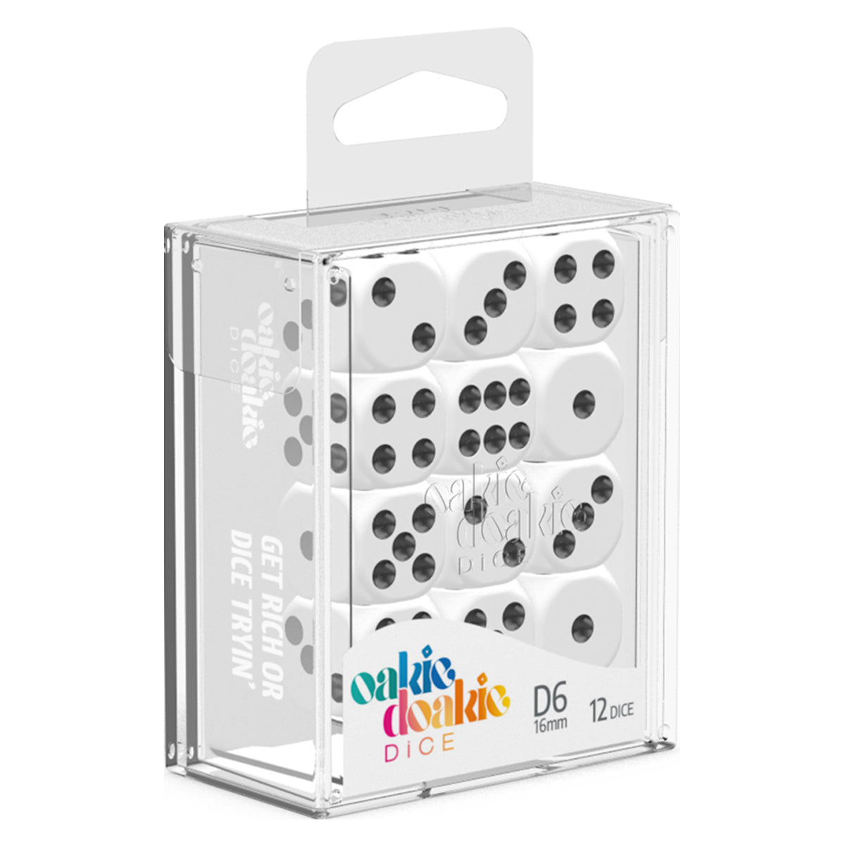 Oakie Doakie Dice D6 16 mm Solid White 12pc