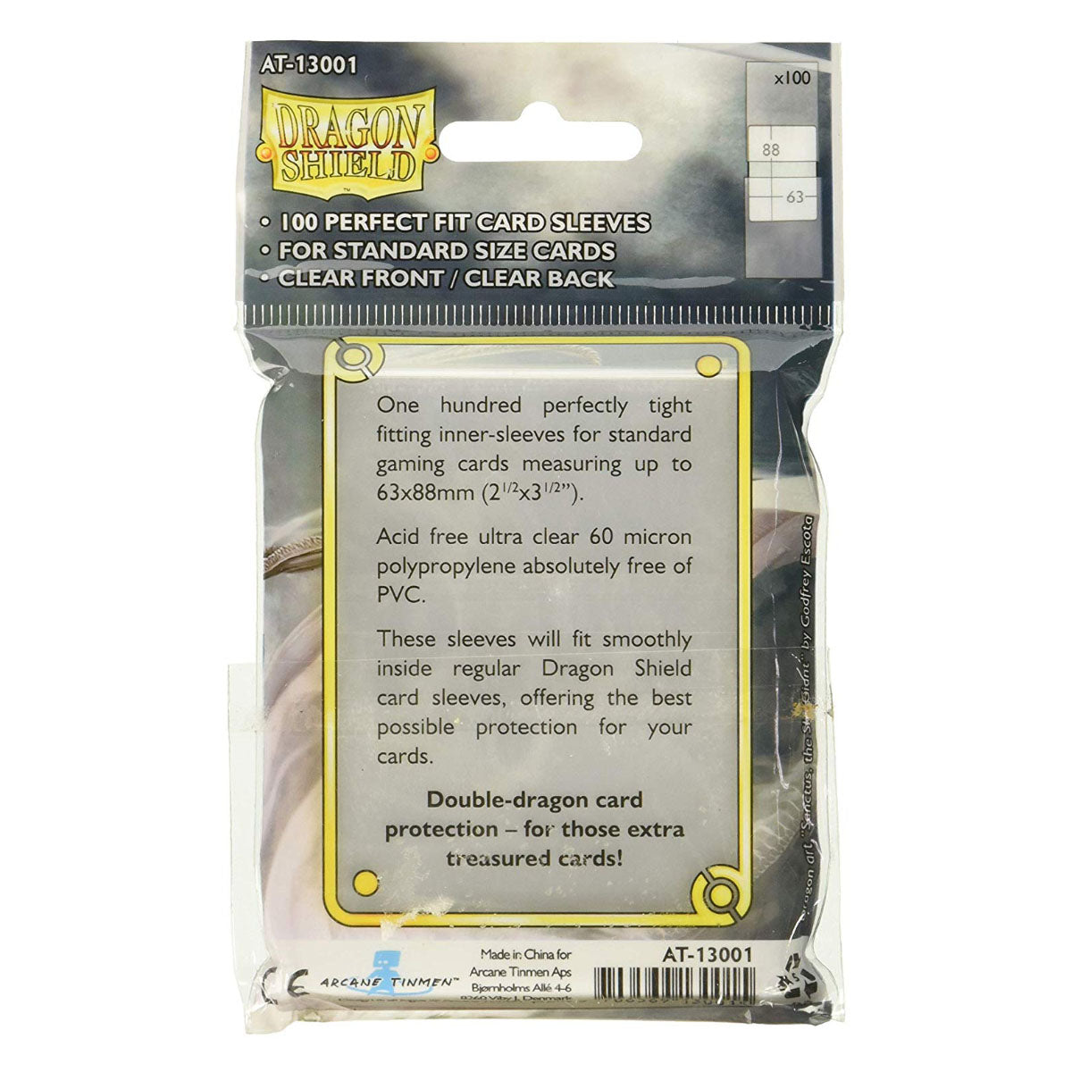 Dragon Shield Standard Perfect Fit 100ct Clear 63x88mm Sleeves