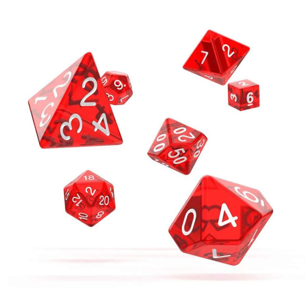Oakie Doakie Dice RPG Set Translucent Red 7pc