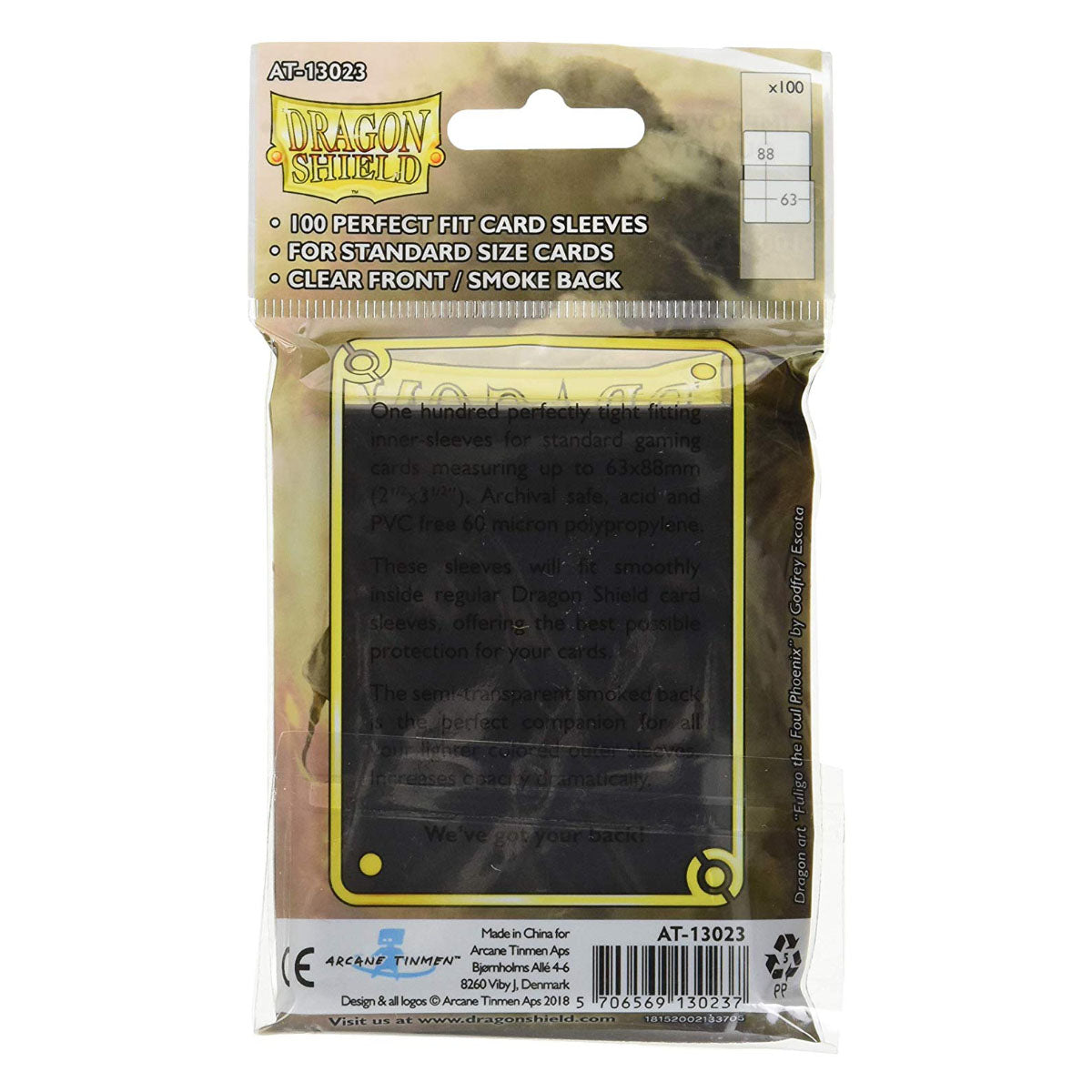 Dragon Shield Standard Perfect Fit 100ct Smoke 63x88mm Sleeves