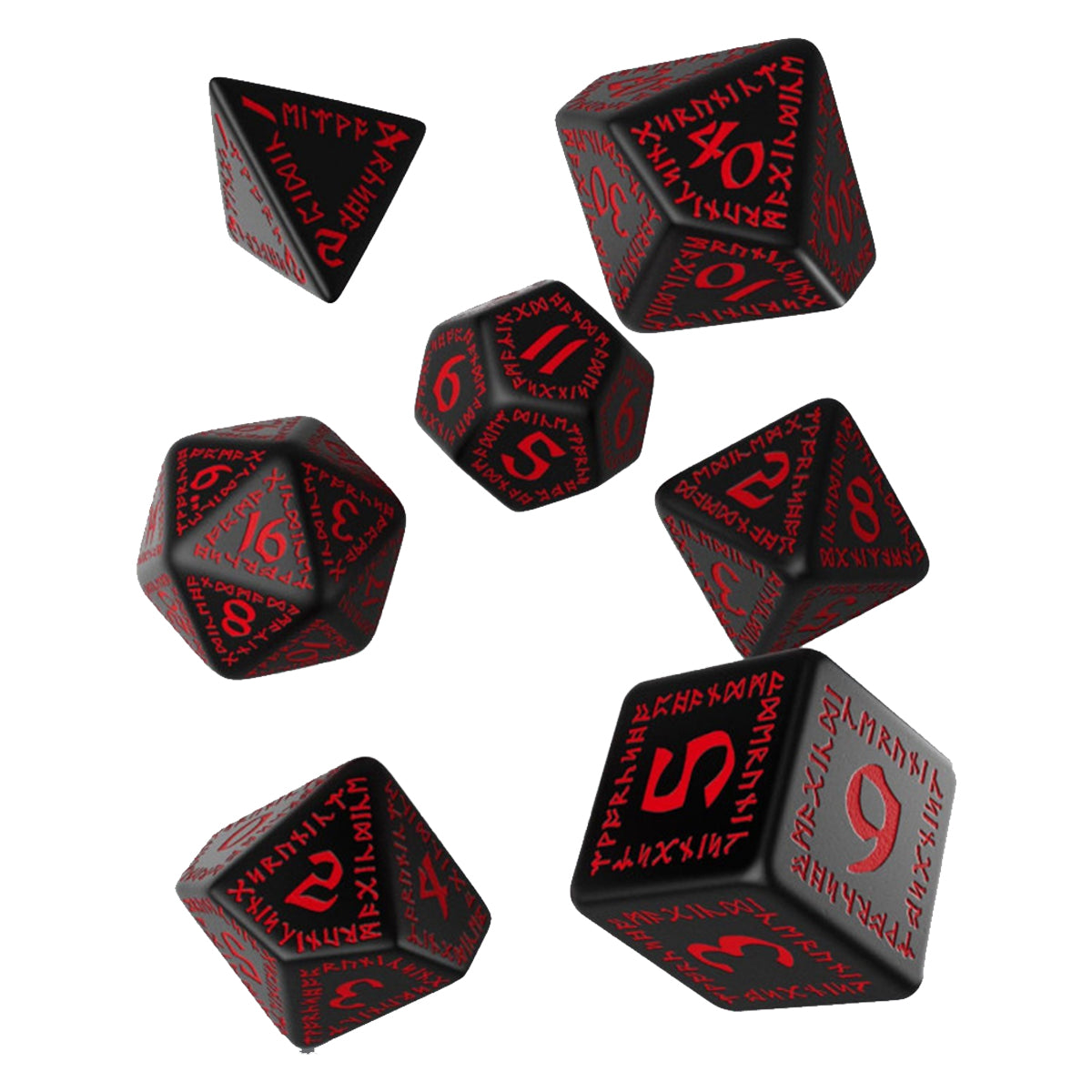 Q Workshop Runic Black & Red Dice Set 7