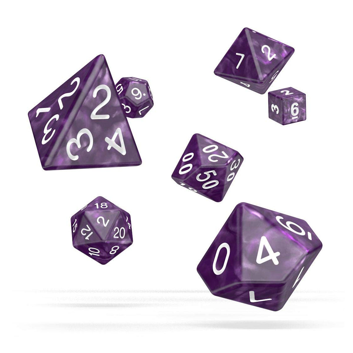 Oakie Doakie Dice RPG Set Marble Purple 7pc