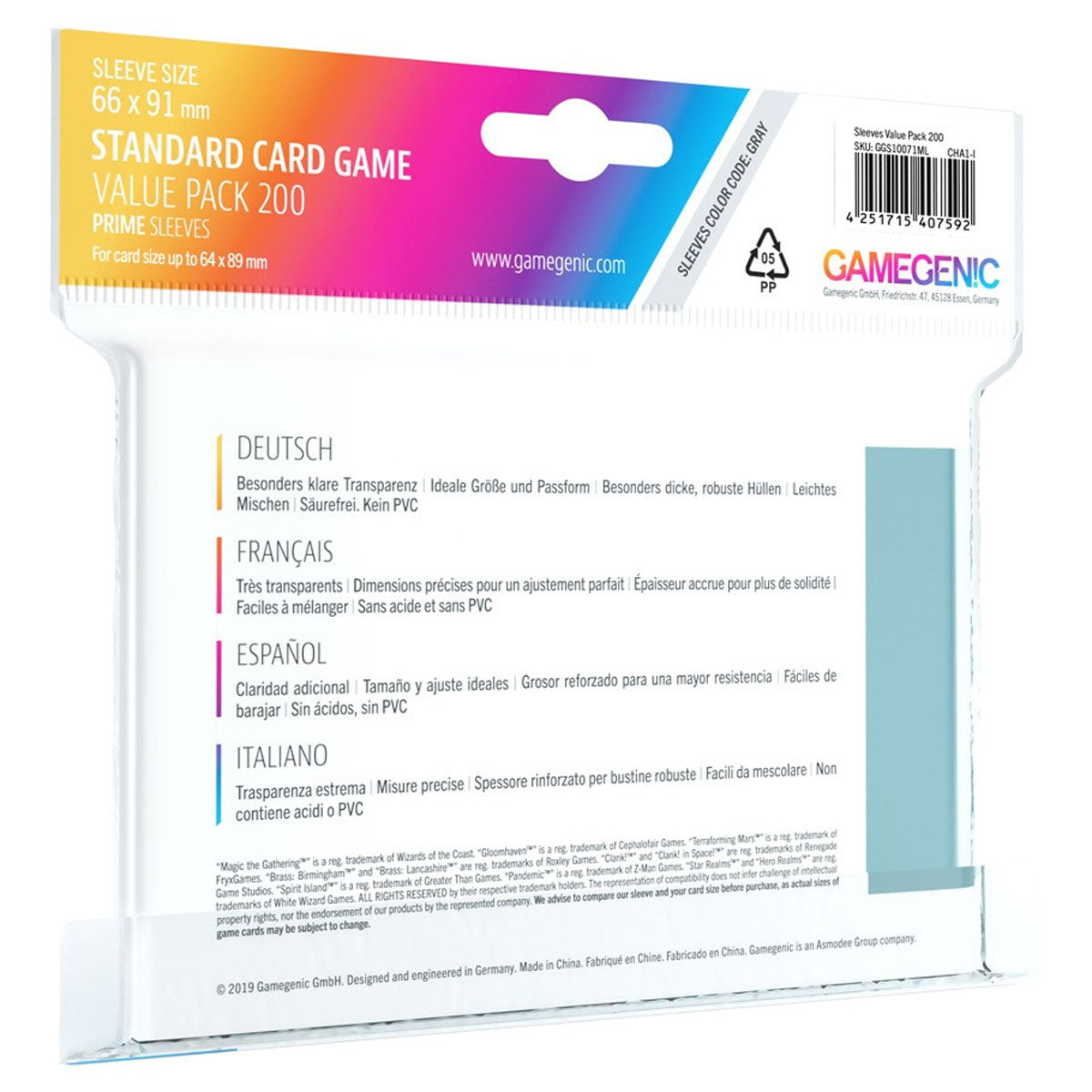 Gamegenic Standard Size 66mm x 91mm 200pc