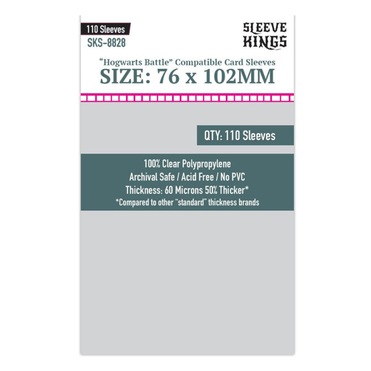 Sleeve Kings Board Game Sleeves "Hogwarts Battle Large (76mm x102mm) (110 Sleeves Per Pack)