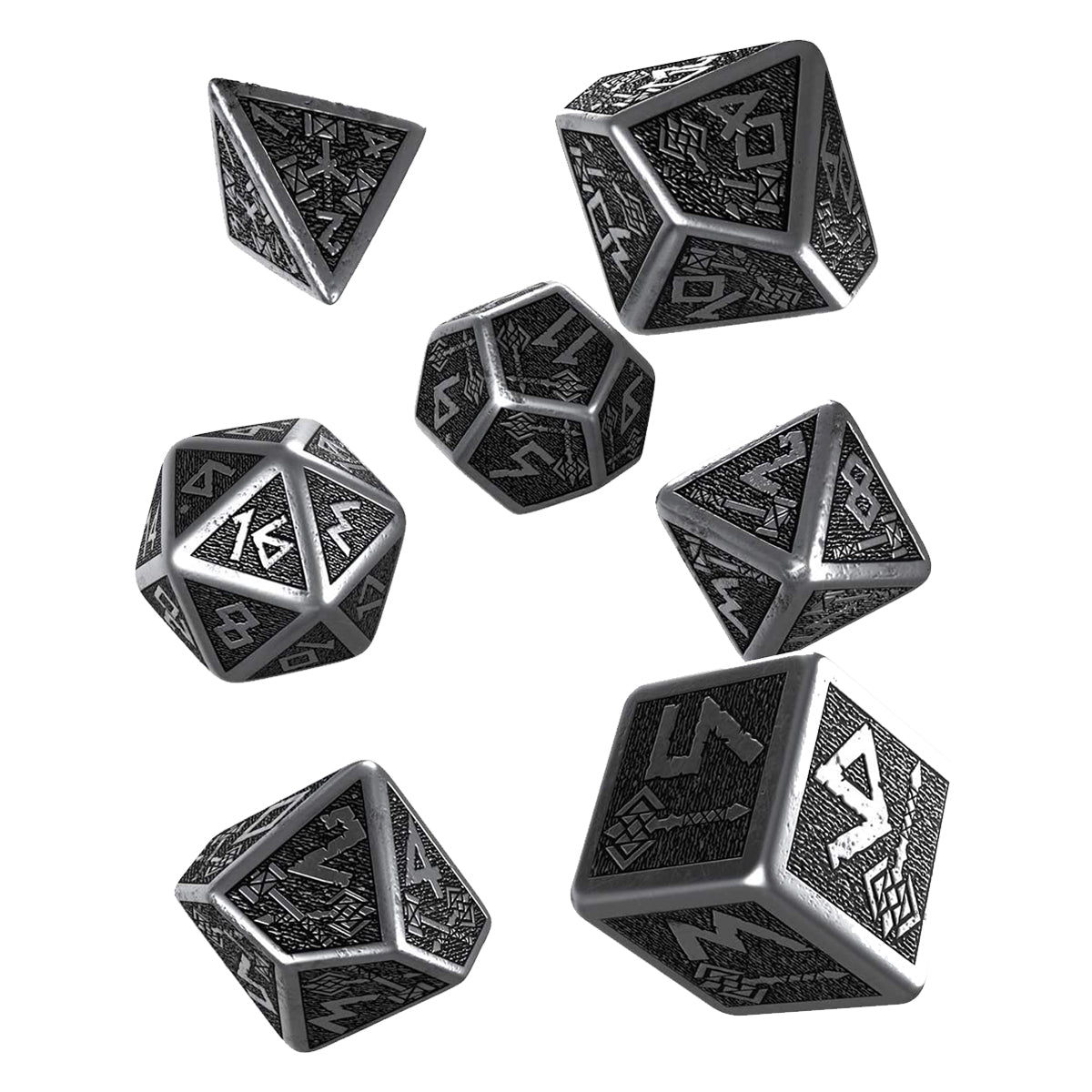 Q Workshop Dwarven Metal & Black Dice Set 7