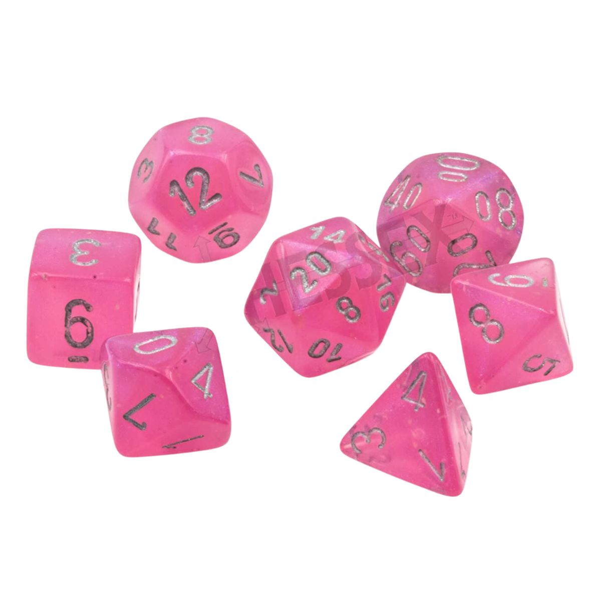 Chessex CHX 27584 Borealis Polyhedral Pink/Silver Luminary 7-Die Set