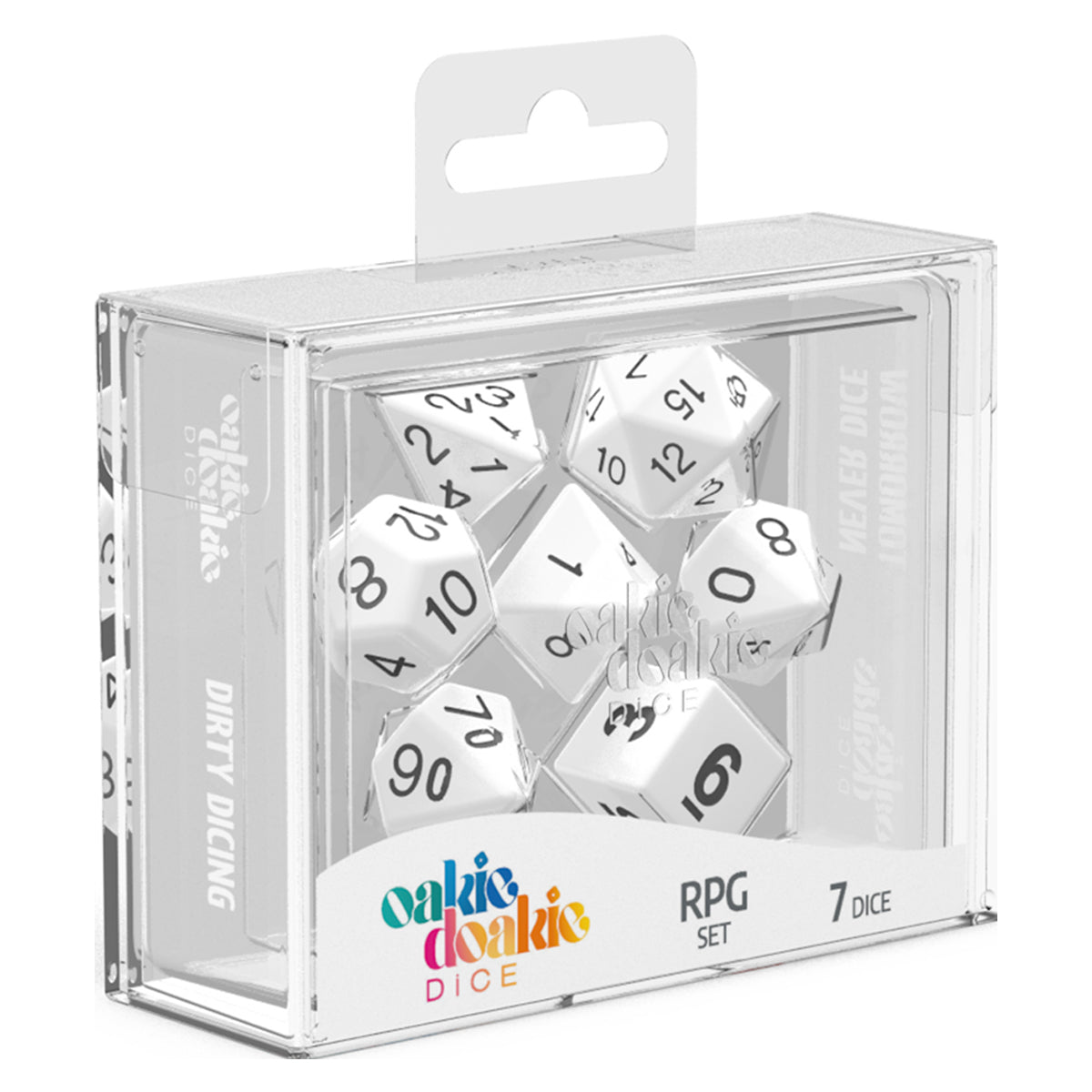 Oakie Doakie Dice RPG Set Solid White 7pc