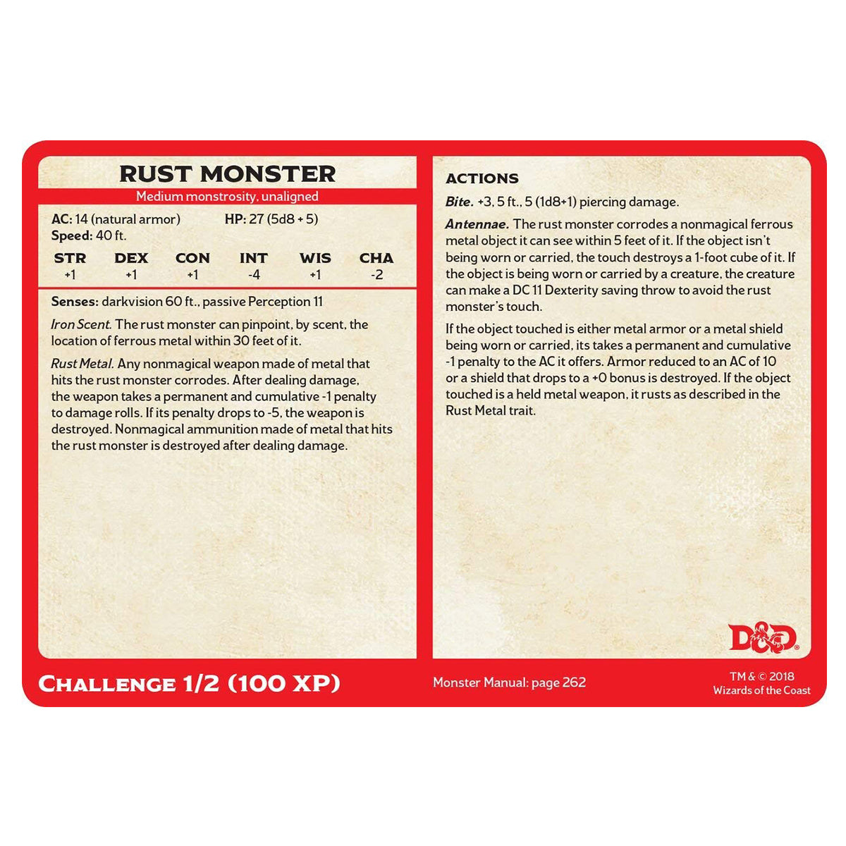 D&D Monster Cards Challenge 0-5