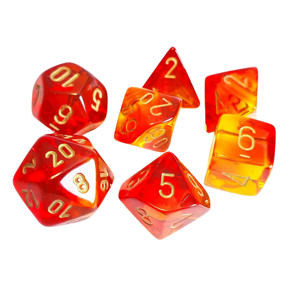 Chessex CHX 26468 Gemini Translucent Red-Yellow/gold Luminary 7-Die Set