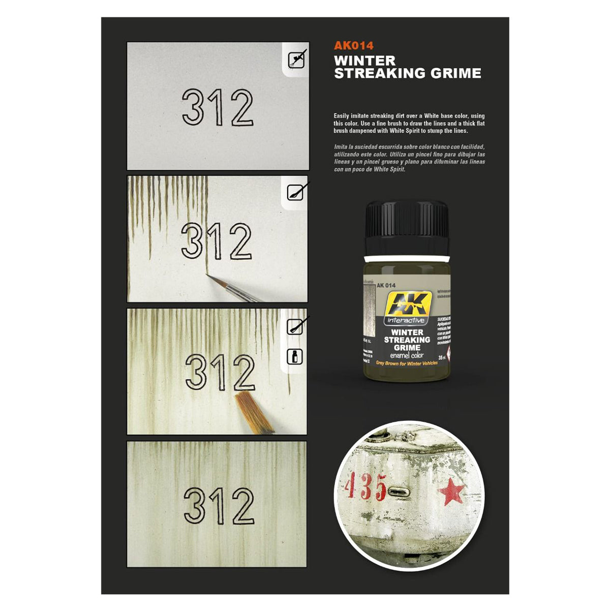 AK Interactive Weathering Products - Streaking Grime for Winter Vehicles