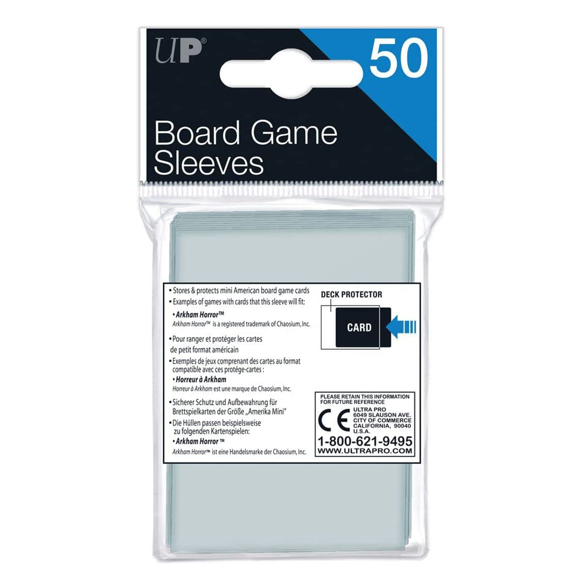 Ultra Pro Board Game Sleeves 41 X 63mm Mini American Gaming Cards 50ct Arkham Horrow
