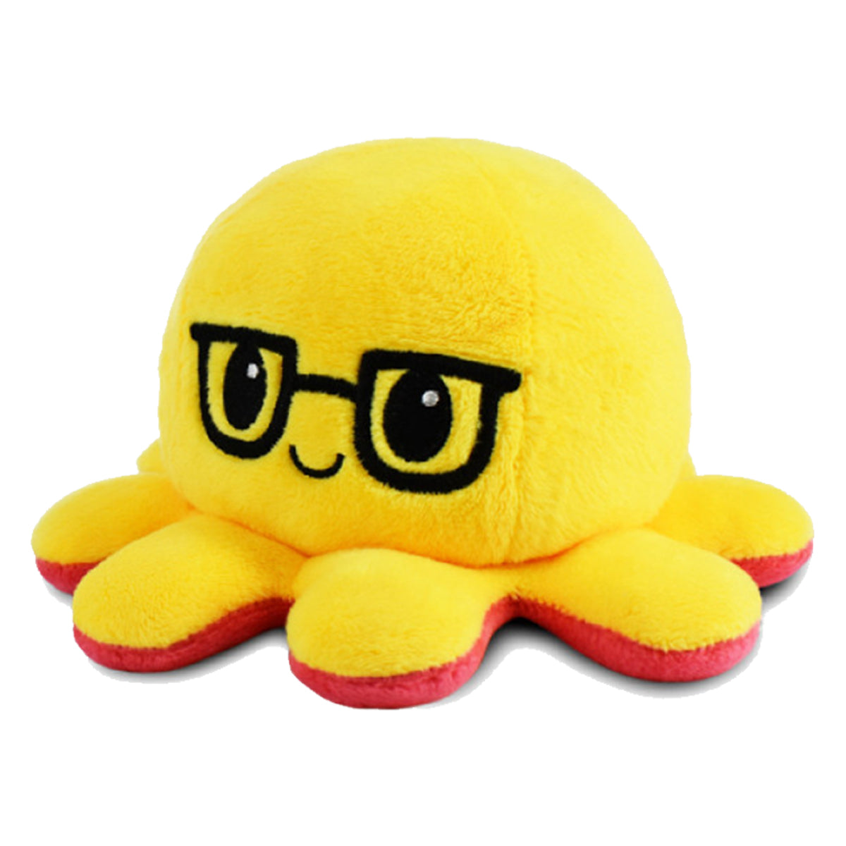 Reversible Plushie Octopus Red/Yellow with Glasses