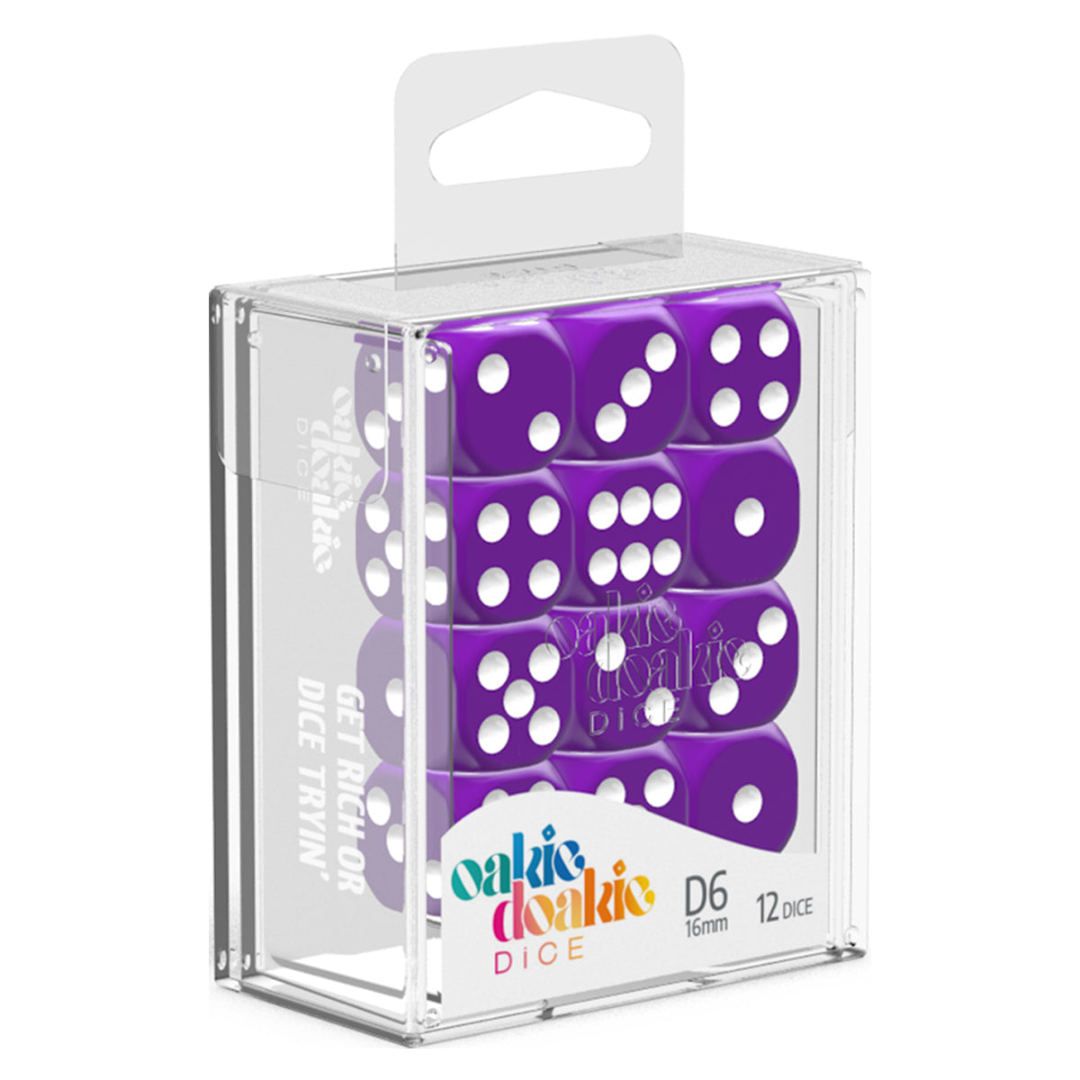 Oakie Doakie Dice D6 16 mm Solid Purple 12pc