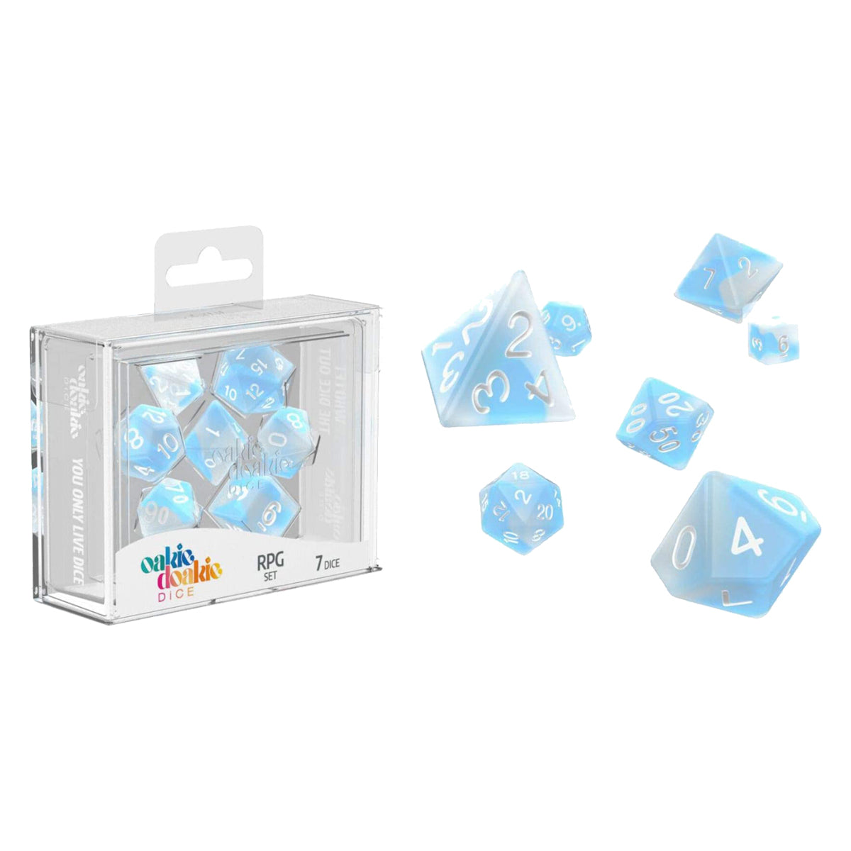 Oakie Doakie Dice RPG Set Glow in the Dark - Arctic 7pc
