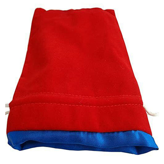 MDG Large Velvet Dice Bag with Blue Satin Lining - Red