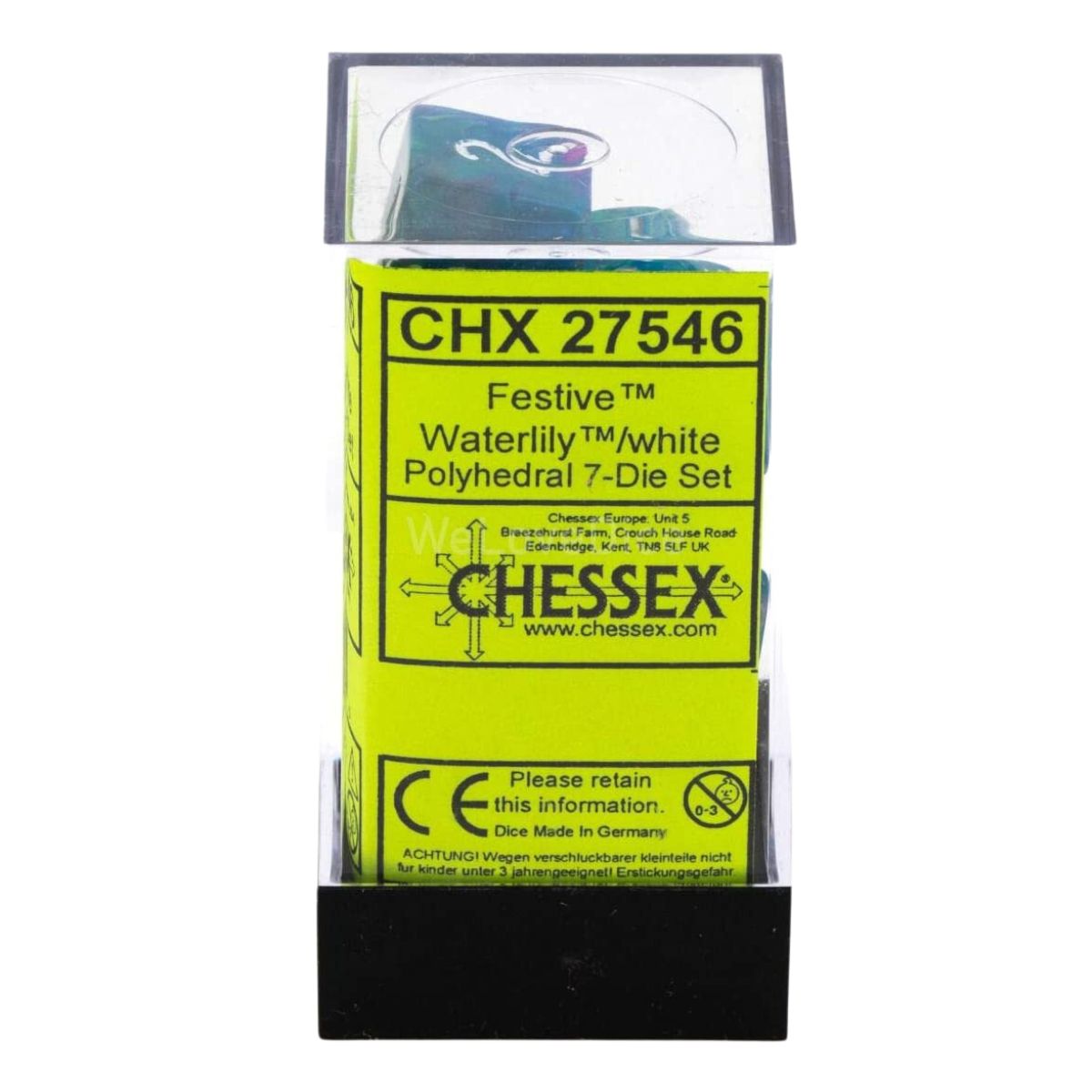 Chessex CHX 27546 Festive Polyhedral Waterlily/White 7-Die Set