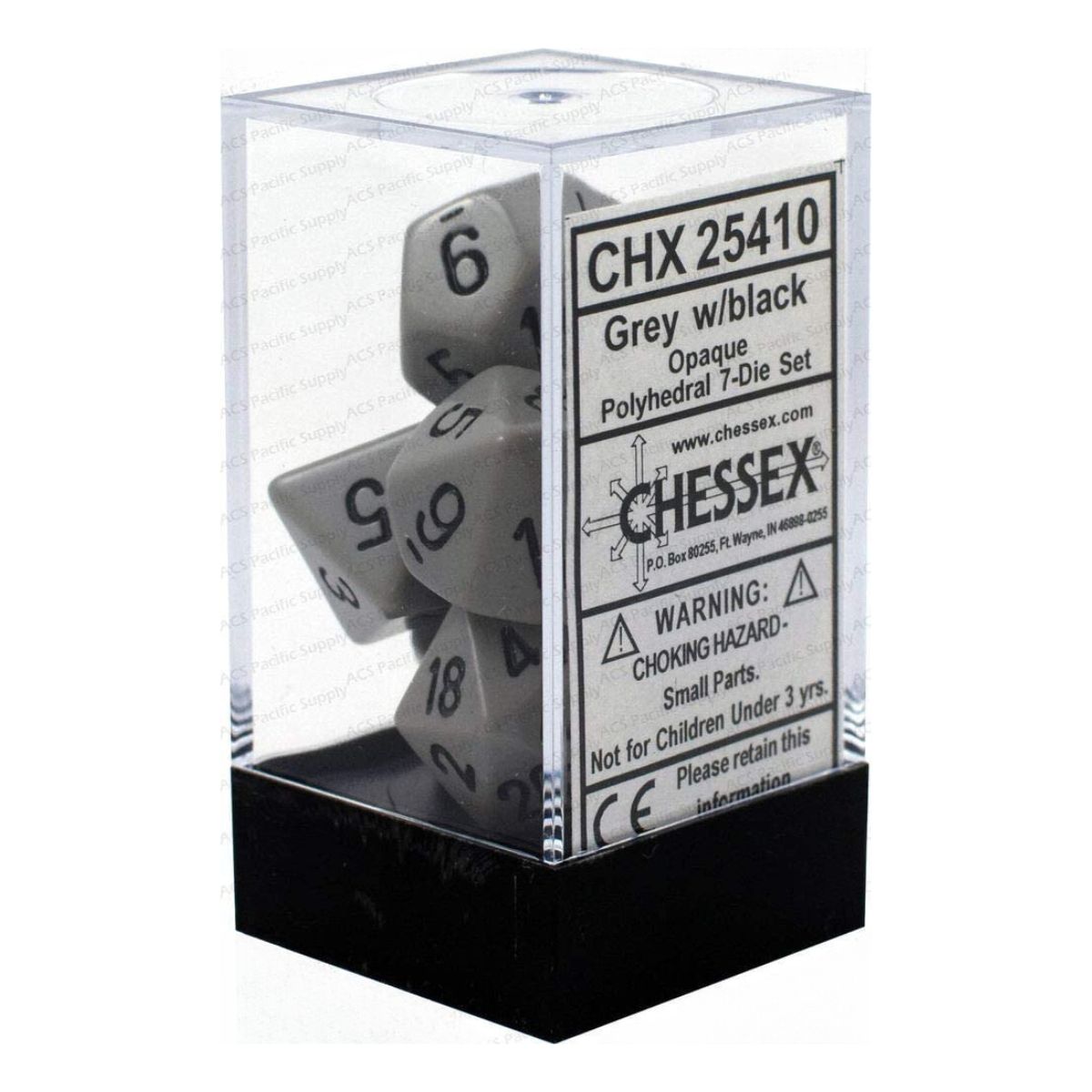 Chessex CHX 25410 Opaque Polyhedral Dark Grey/black 7-Die Set