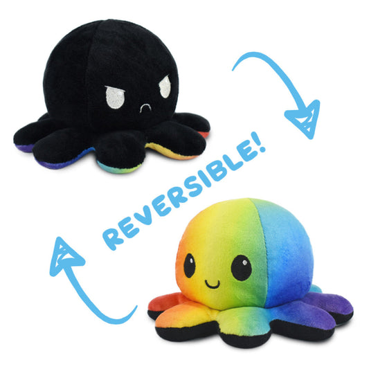 Reversible Plushie Octopus Black/Rainbow
