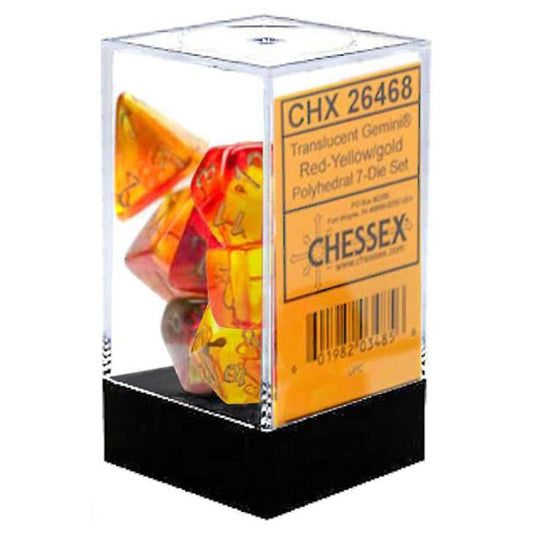 Chessex CHX 26468 Gemini Translucent Red-Yellow/gold Luminary 7-Die Set