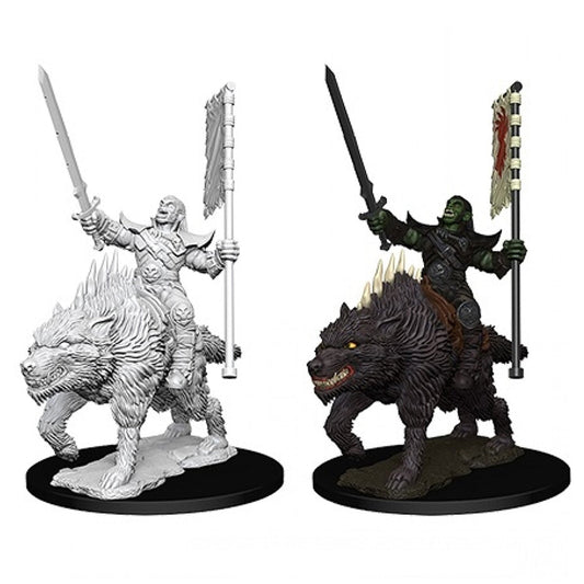 Pathfinder Battles Deep Cuts Orc on Dire Wolf