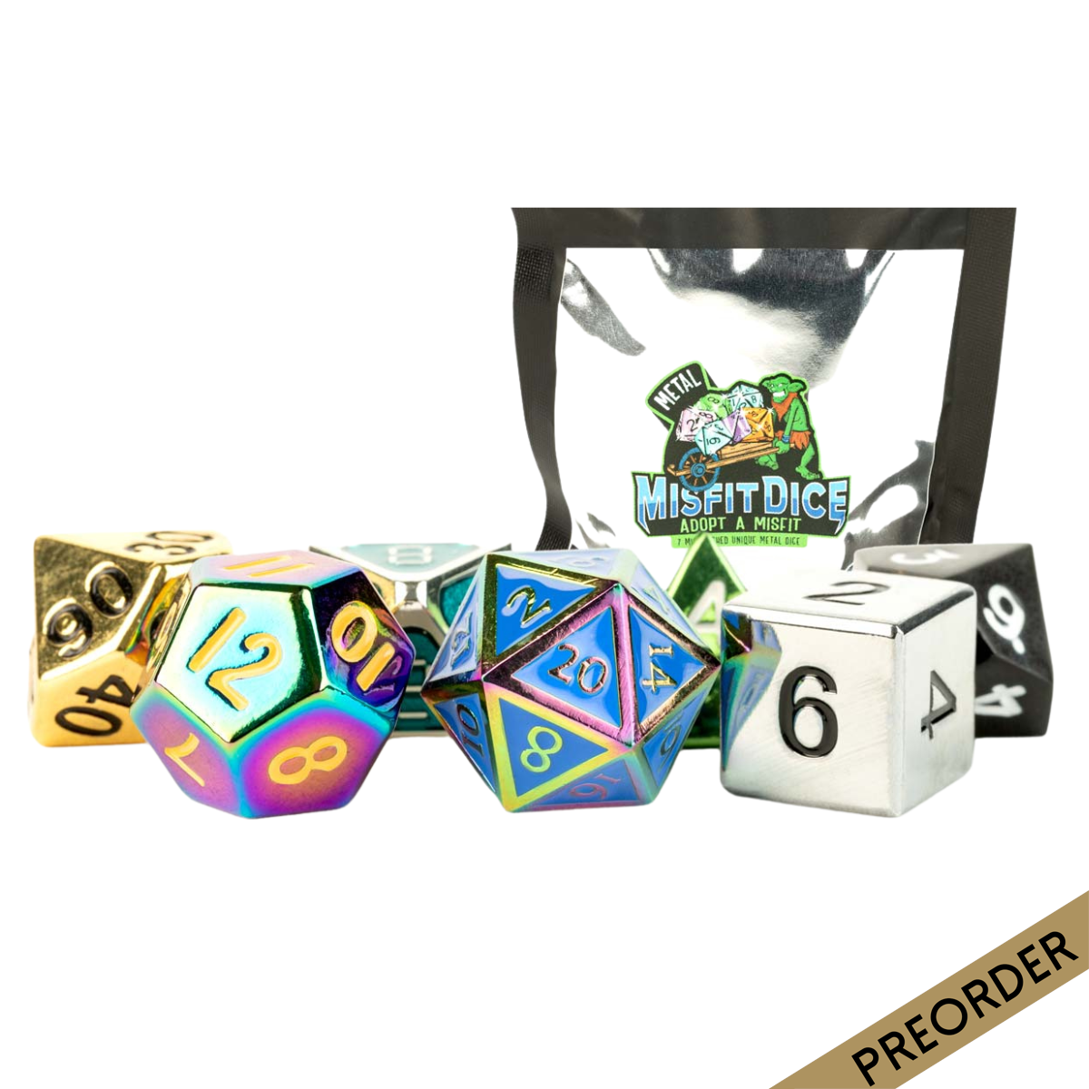 MDG Mystery Misfit Metal Polyhedral Dice Set