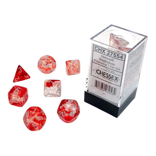 Chessex CHX 27554 Nebula Polyhedral Red/Silver Luminary 7-Die Set