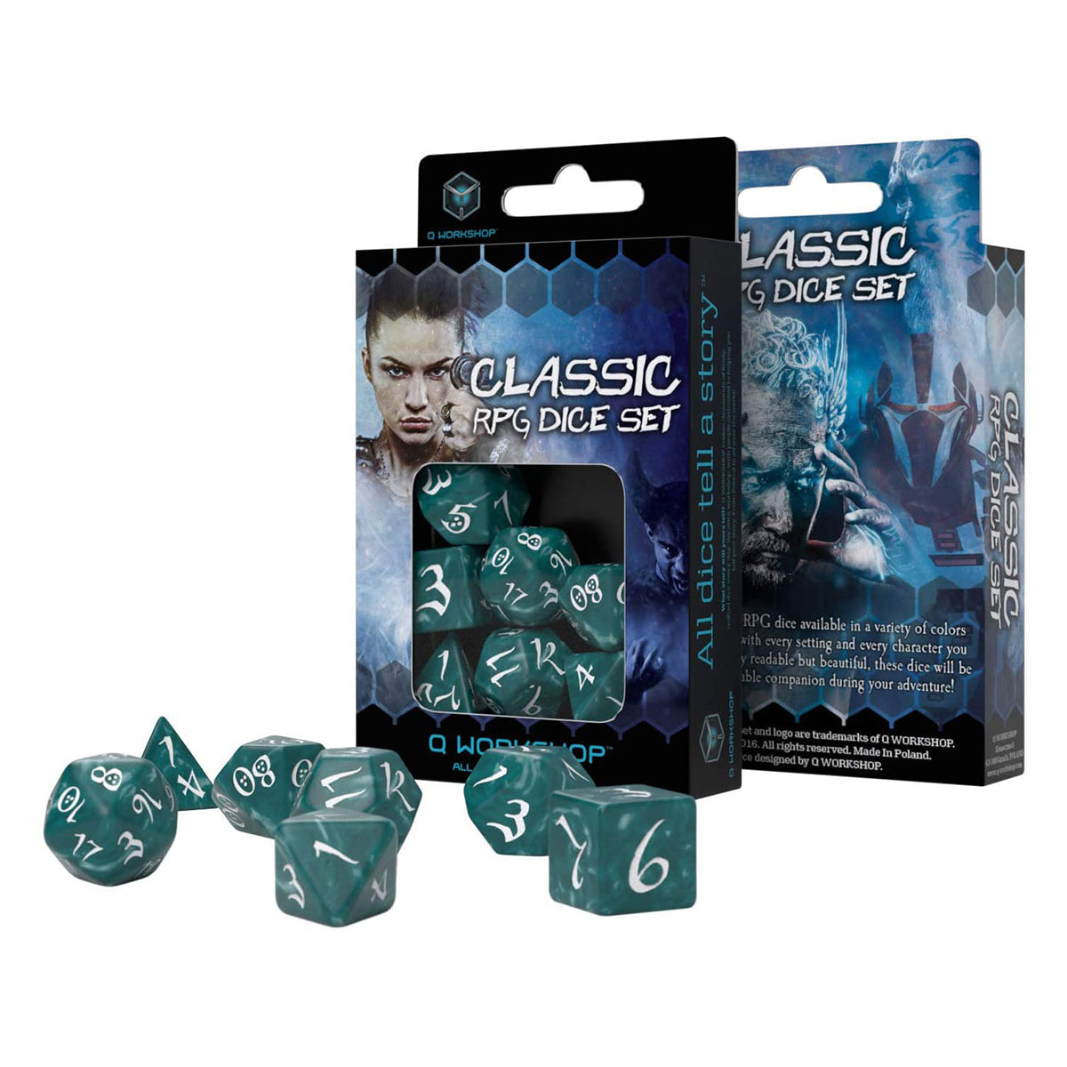 Q Workshop Classic RPG Stormy & White Dice Set 7
