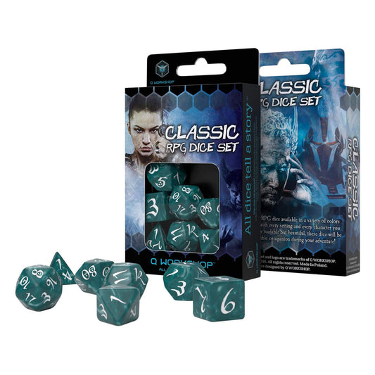 Q Workshop Classic RPG Stormy & White Dice Set 7