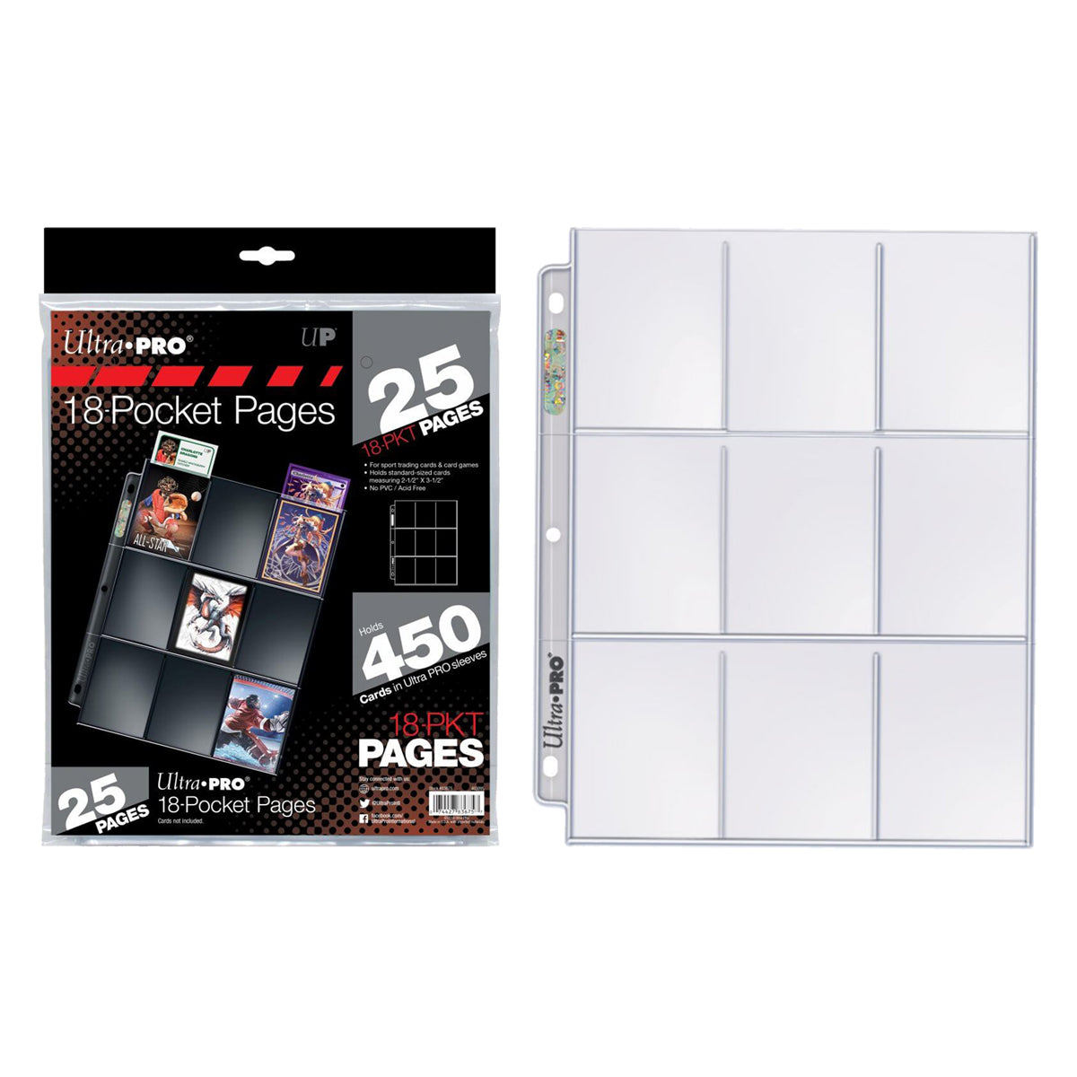 ULTRA PRO Page 18PKT Silver Series Page Holds 2.5 x 3.5 cards 25 pages