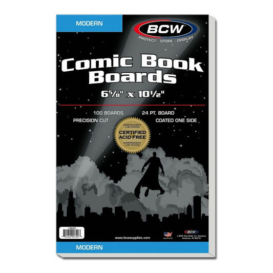 BCW Comic Book Backing Boards Modern Comics (6 5/8" X 10 1/2") (100 Boards Per Pack)