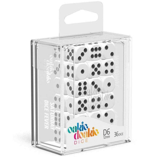 Oakie Doakie Dice D6 12 mm Solid White 36pc