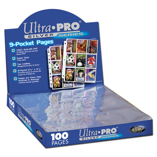 ULTRA PRO 9 Pocket Pages Silver Series Super Clear 3 Holes MAGIC YUGIOH POKEMON