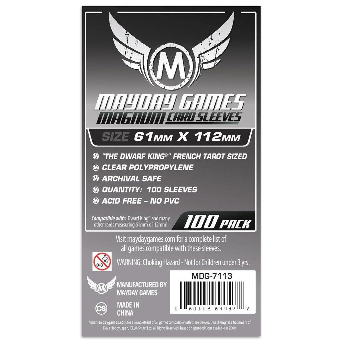 Mayday Standard Magnum Platinum Card Sleeve Pack of 100 61 X 112 MM