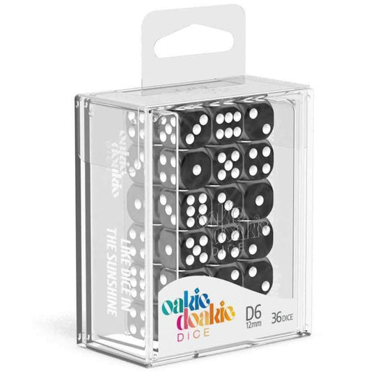 Oakie Doakie Dice D6 12 mm Marble Black 36pc