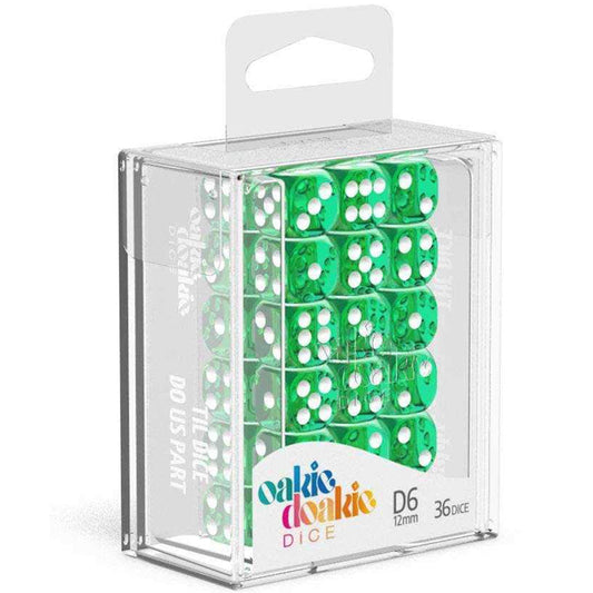 Oakie Doakie Dice D6 12 mm Translucent Green 36pc