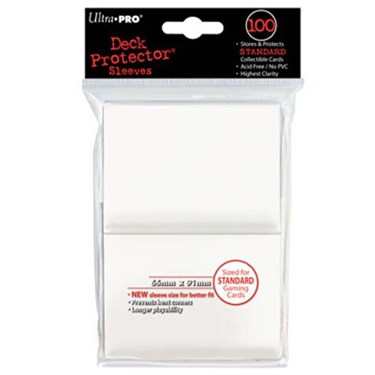 ULTRA PRO Deck Protector Sleeves Standard 100ct 66 x 91 White