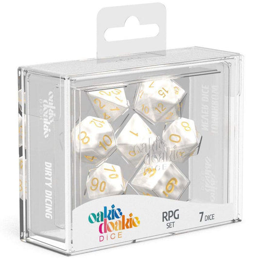 Oakie Doakie Dice RPG Set Marble White 7pc