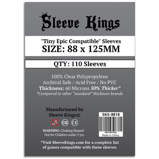 Sleeve Kings Board Game Sleeves Tiny Epic Compatible 88mm x 125mm 110ct