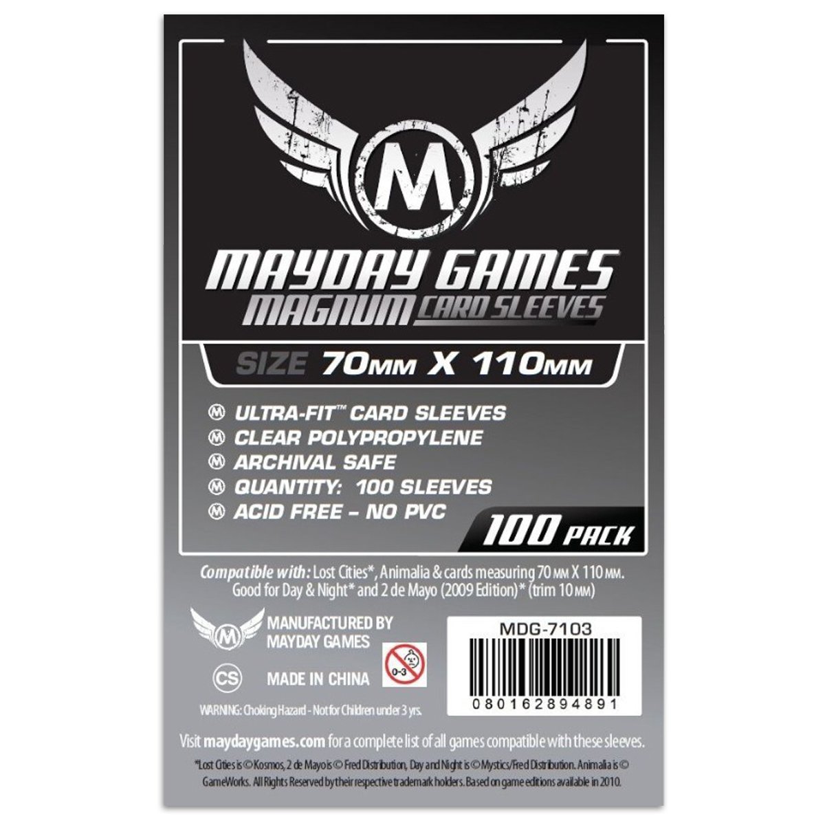 Mayday Standard Magnum Silver Sleeve Pack of 100 70 X 110 MM Lost Cities
