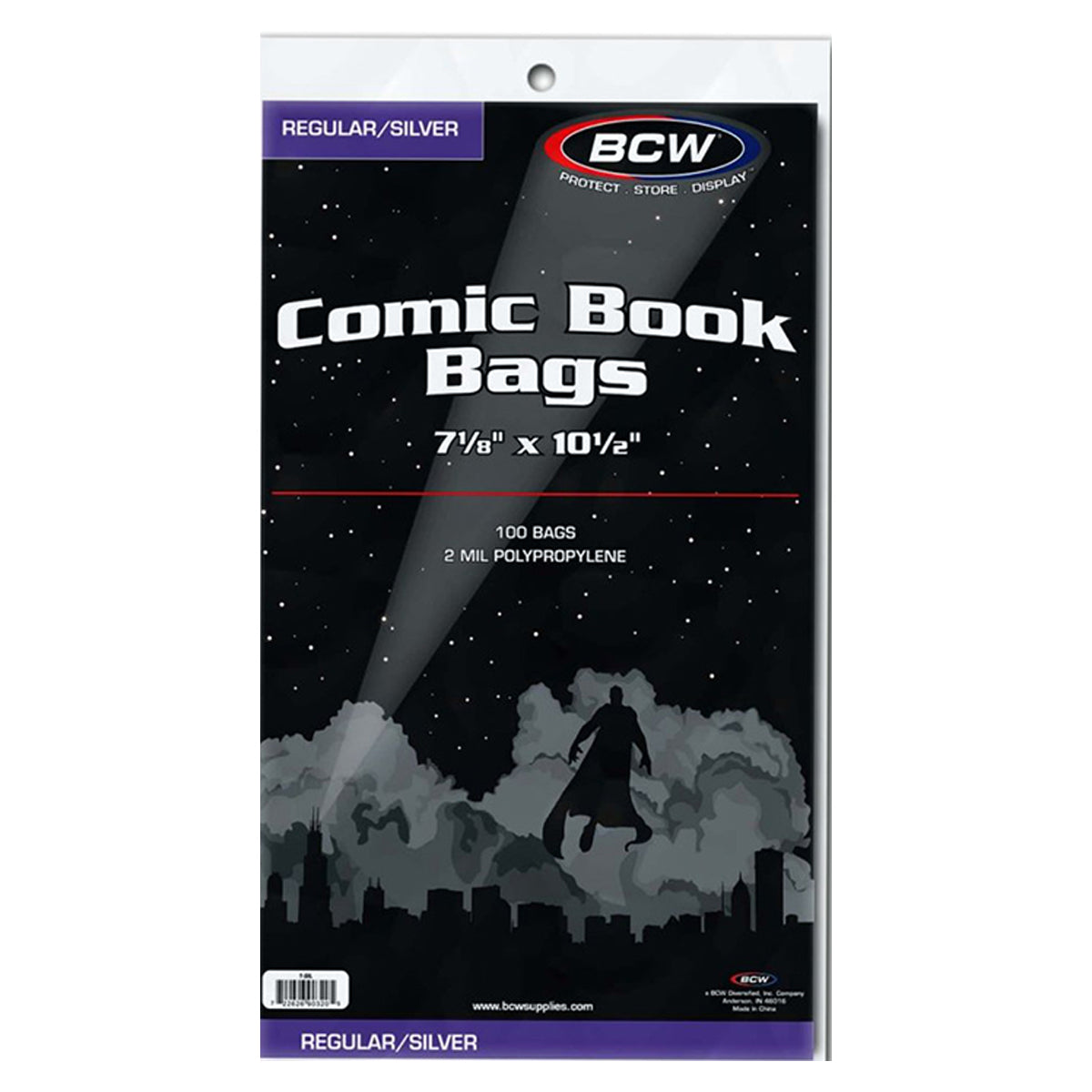 BCW Comic Book Bags Regular and Silver Age Comics 7 1/8 x 10 1/2 100 Bags Per Pack