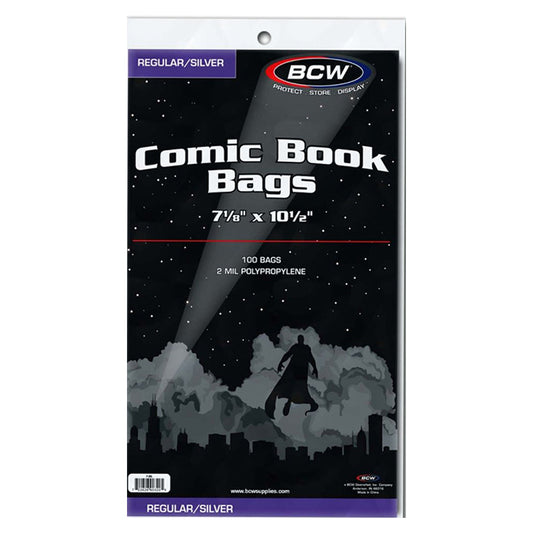 BCW Comic Book Bags Regular and Silver Age Comics 7 1/8 x 10 1/2 100 Bags Per Pack