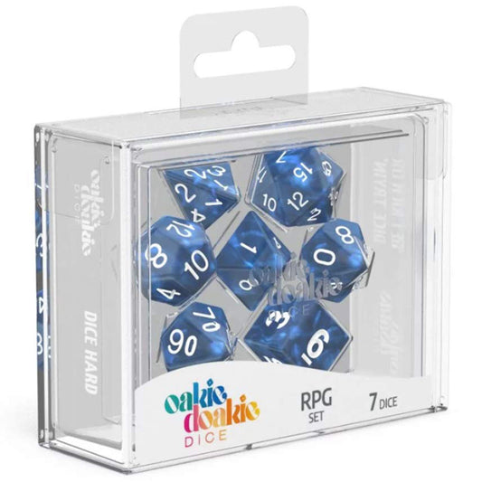 Oakie Doakie Dice RPG Set Marble Blue 7pc