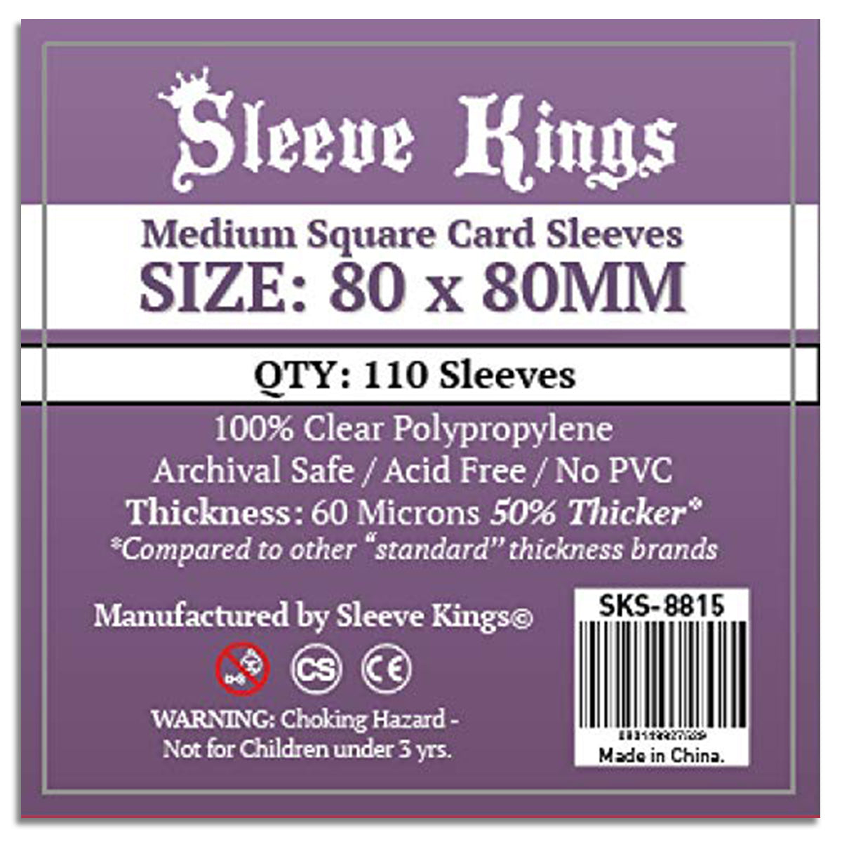 Sleeve Kings Board Game Sleeves Medium Square 80mm x 80mm 110ct