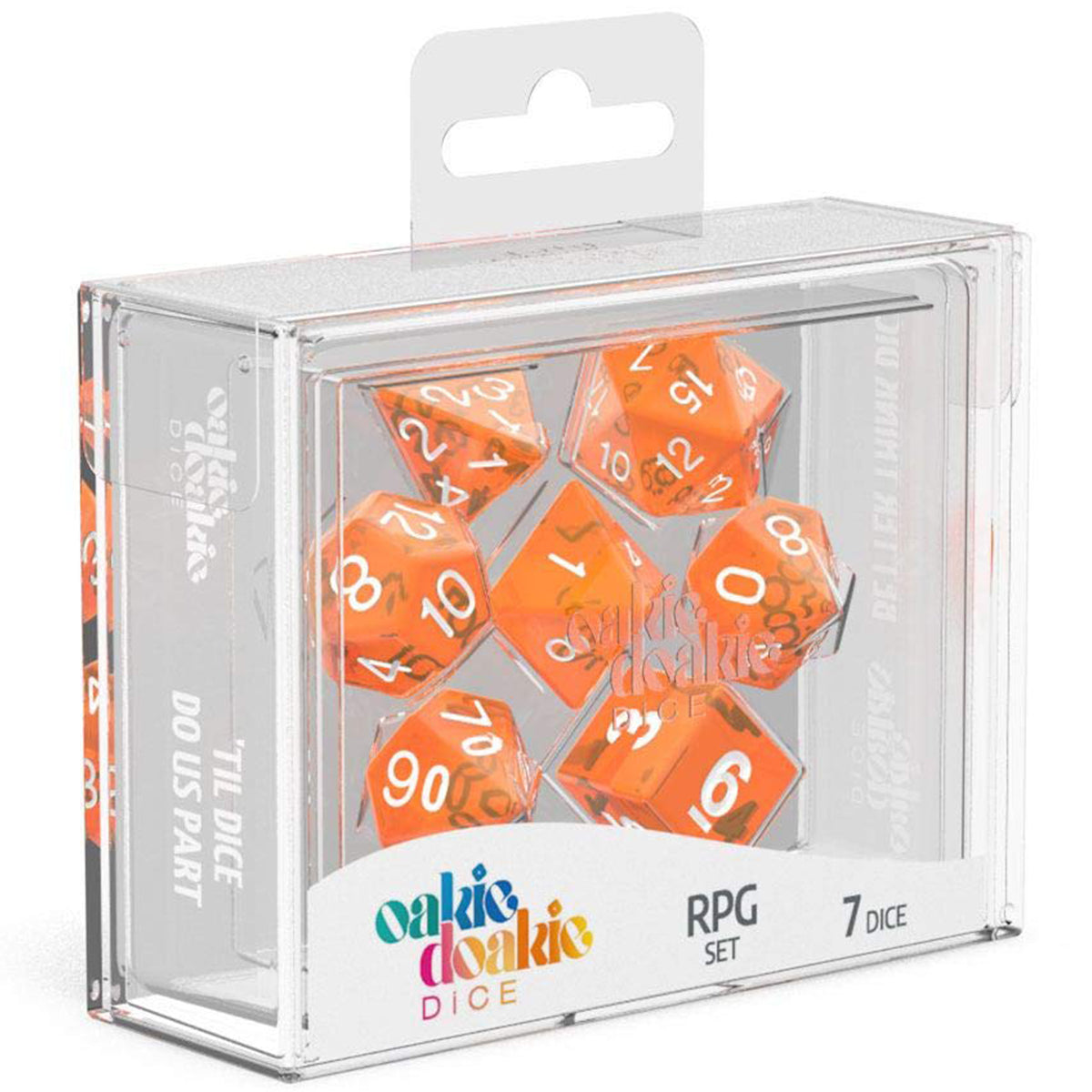 Oakie Doakie Dice RPG Set Translucent Orange 7pc