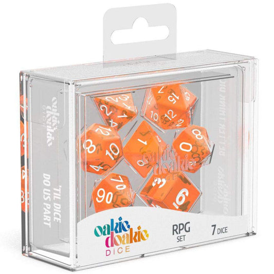 Oakie Doakie Dice RPG Set Translucent Orange 7pc