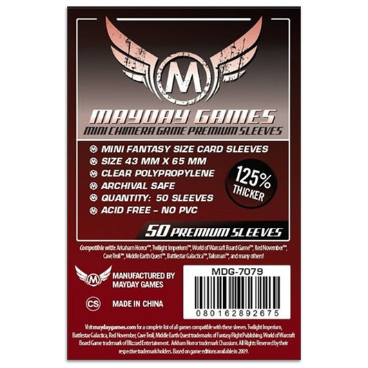Mayday Premium Mini Chimera Game Sleeves 50ct 43 X 65 mm Dark Red Arkham Horror