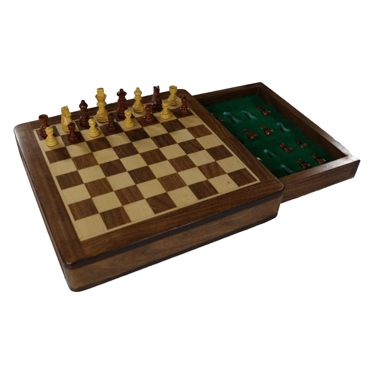 Chess Set - Hawkley Magnetic Drawer Board Acacia 25cm