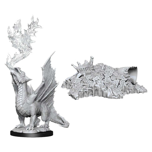 D&D Nolzurs Marvelous Unpainted Miniatures Gold Dragon Wyrmling and Small Treasure Pile