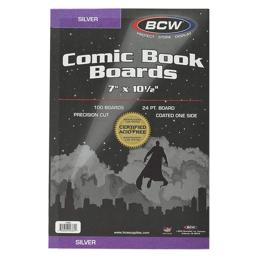 BCW Comic Book Backing Boards Silver Age Comics 7" x 10" 1/2 (100 Boards Per Pack)
